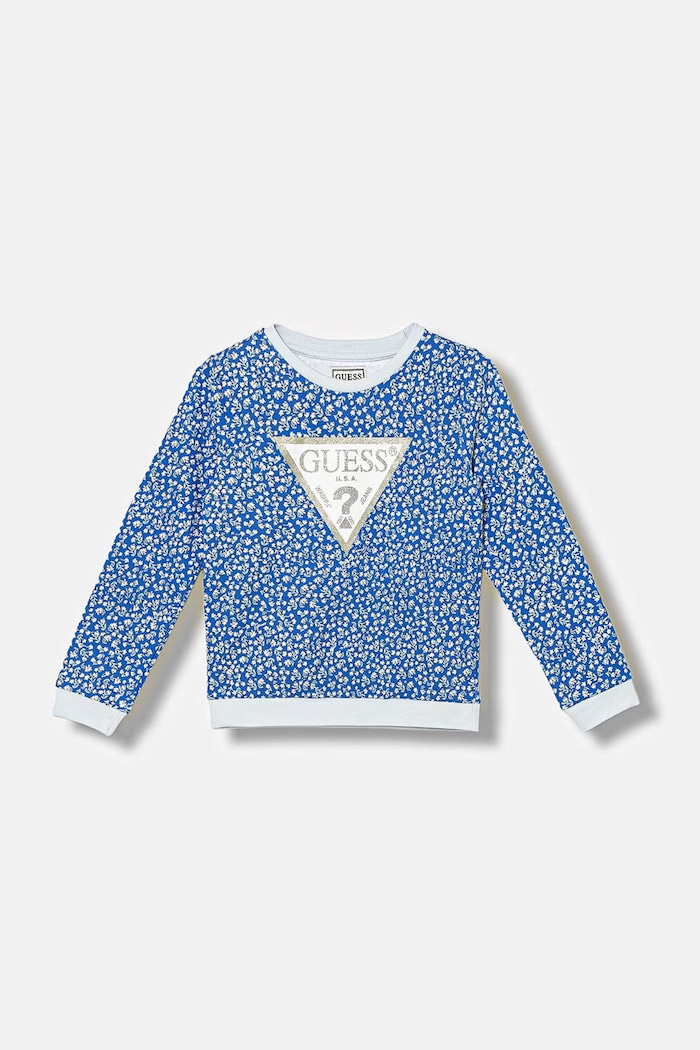 Guess hanorac de bumbac pentru copii print albastru K6GQ00.KA6R4.PPY2.M