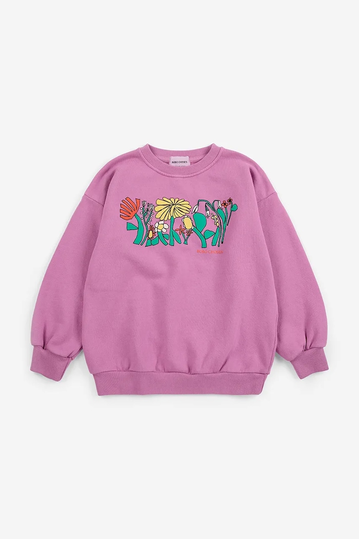 Otroški bombažen pulover Bobo Choses Color Herbalist relaxed sweatshirt 126AC161 vijolična SS26
