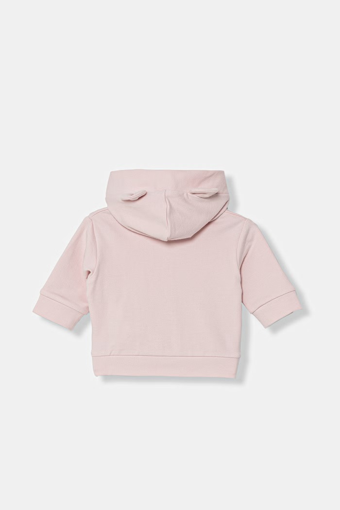 United Colors of Benetton detská bavlnená mikina na zips s kapucňou s elastanom 35FNA501U.G.W.Stagional ružová SS26
