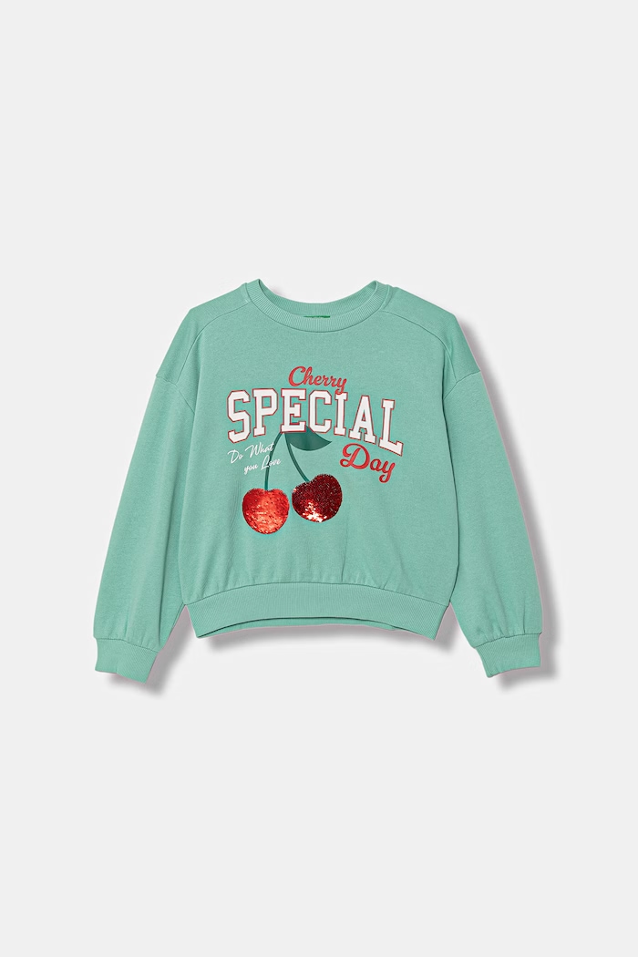 United Colors of Benetton hanorac pentru copii, din bumbac turcoaz 3J68C10SE.G.Stagionale