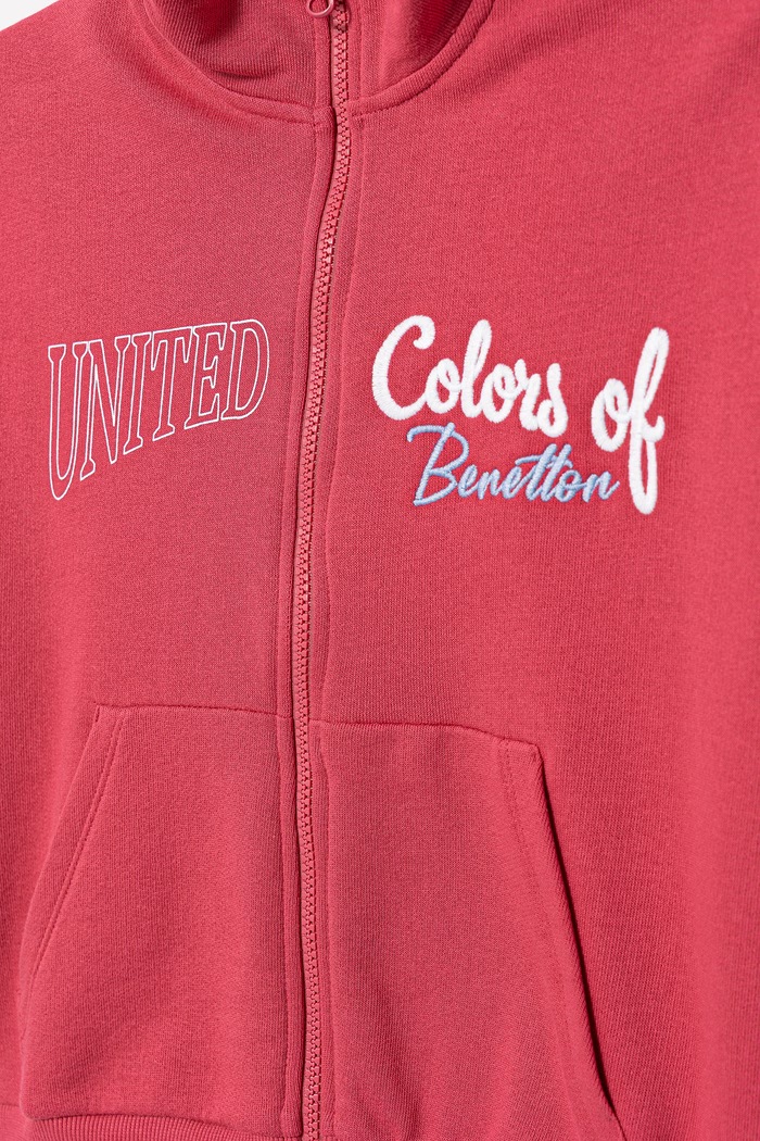 Dievča United Colors of Benetton detská rozopínacia mikina z bavlny 3J68C505U.G.Stagionale ružová
