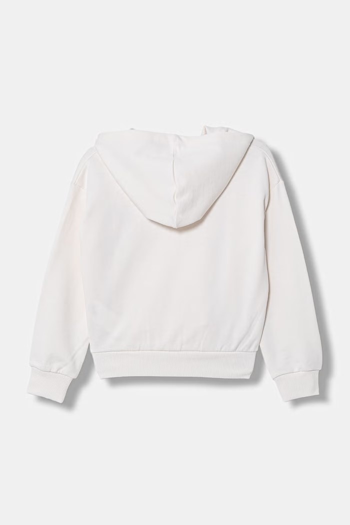 United Colors of Benetton detská bavlnená mikina na zips s kapucňou 3J68C505X.G.Stagionale béžová SS26