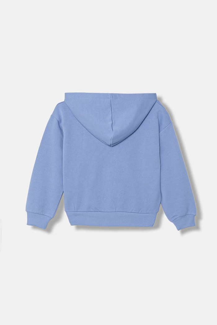 United Colors of Benetton detská bavlnená mikina na zips s kapucňou 3J68C505X.G.Stagionale modrá SS26