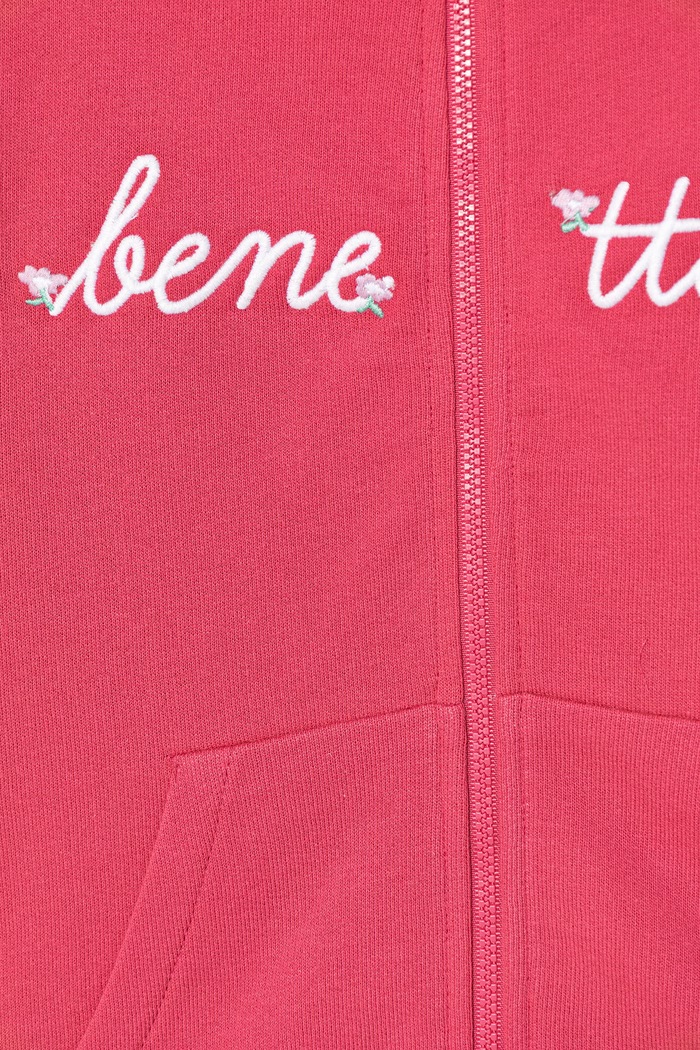 Dievča Detská bavlnená mikina na zips United Colors of Benetton 3J70G504B.P.Stagionale ružová