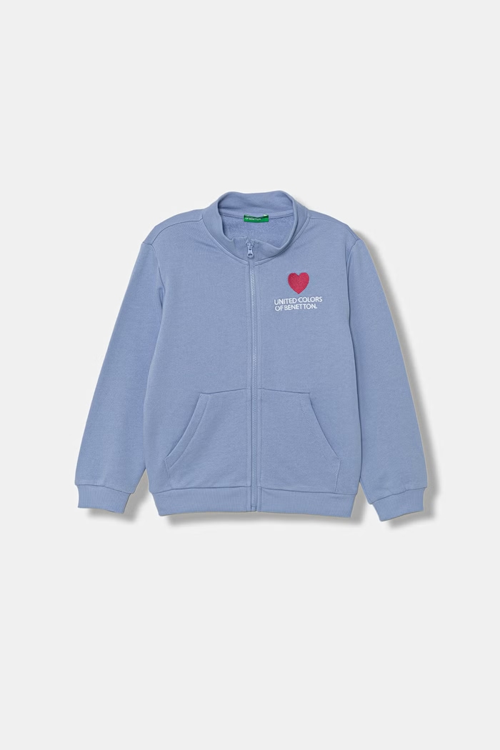 United Colors of Benetton bluza rozpinana dziecięca bawełniana niebieski 3J70G504B.P.Stagionale