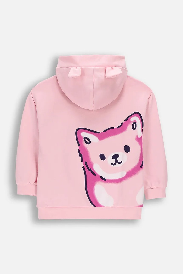 Coccodrillo bluza z kapturem dziecięca z bawełny WC6132301SGK różowy SS26