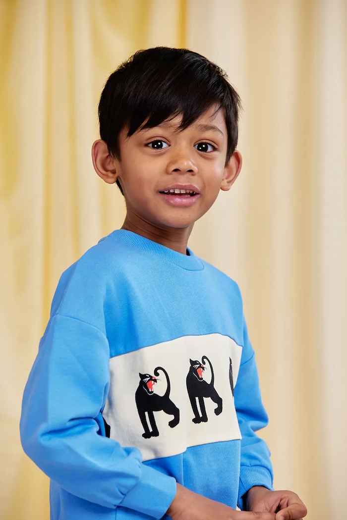 Mini Rodini bluza bawełniana dziecięca Panther nadruk niebieski 11000341