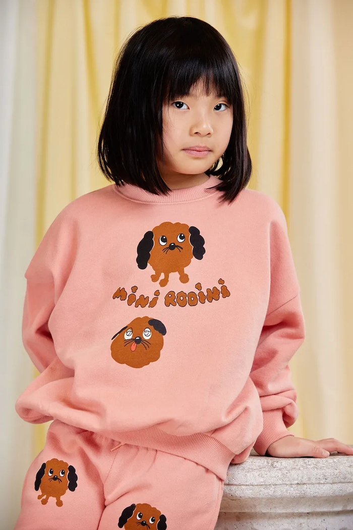 Mini Rodini bluza bawełniana dziecięca Doggies nadruk pomarańczowy 26120125