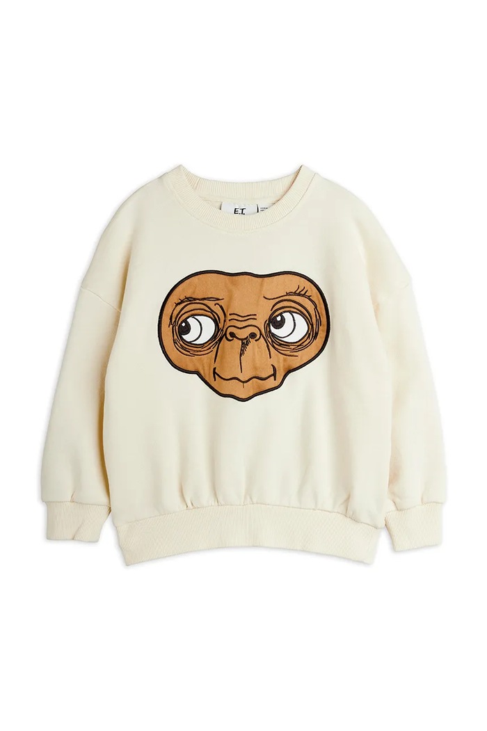 Detská bavlnená mikina Mini Rodini E.T. 25820101 biela SS26