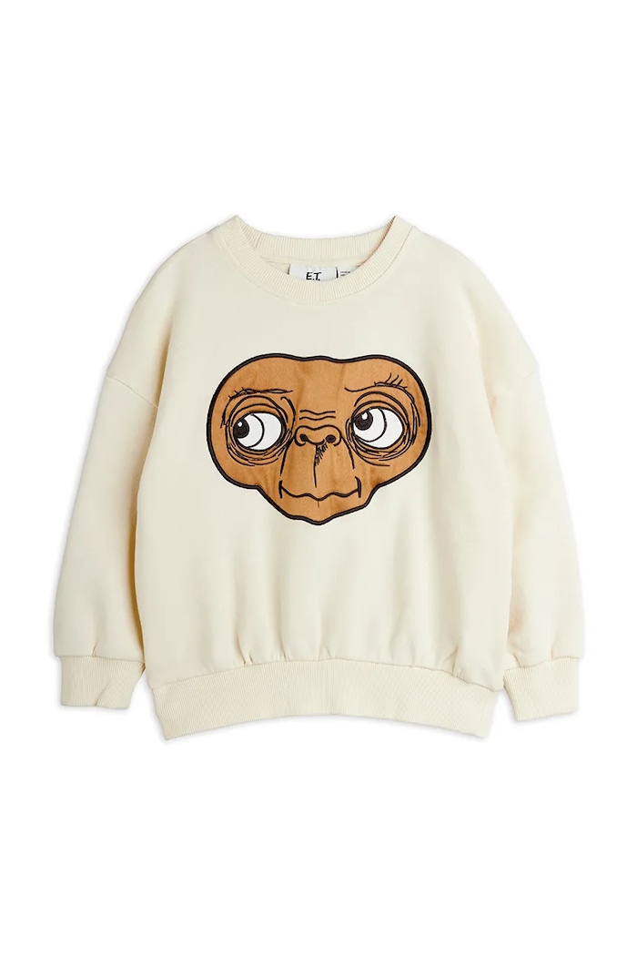 Detská bavlnená mikina Mini Rodini E.T. 25820101 biela SS26