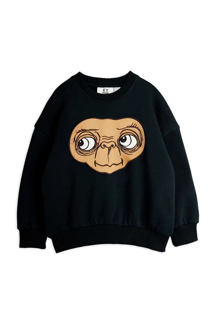 Mini Rodini gyerek melegítőfelső pamutból E.T. 25820101 fekete SS26