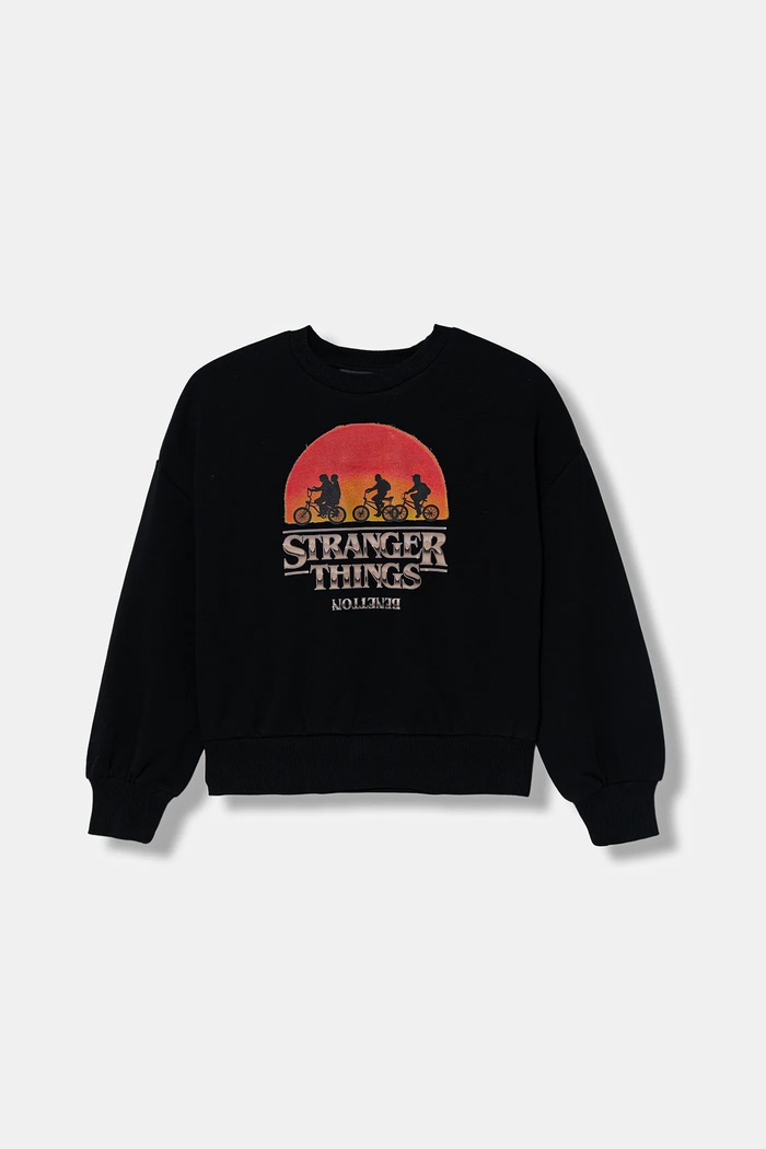 Otroški bombažen pulover United Colors of Benetton Brez kapuce črna 33NVC10QV.G.Seasonal