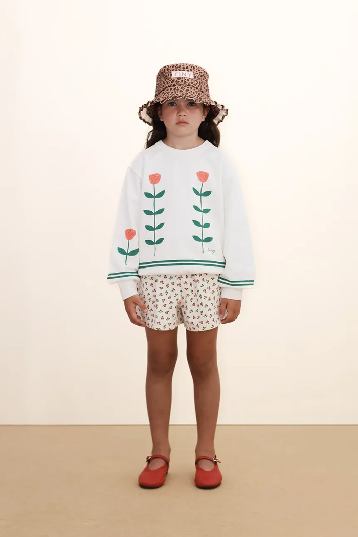 Dětská bavlněná mikina Tinycottons RED ROSES GRAPHIC SWEATSHIRT potisk bílá SS26.168