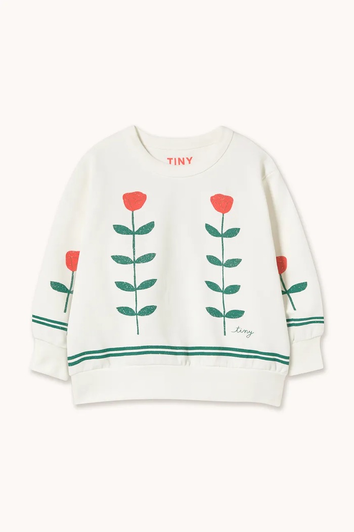 Dětská bavlněná mikina Tinycottons RED ROSES GRAPHIC SWEATSHIRT SS26.168 bílá SS26