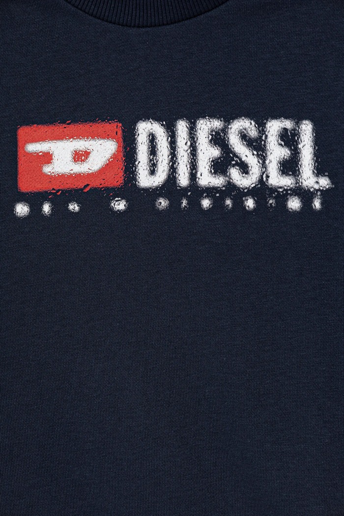 Chlapec Detská bavlnená mikina Diesel SDROPS OVER SWEAT-SHIRT J02483.KYAZ3 tmavomodrá