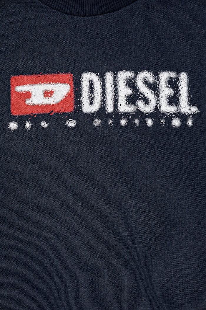 Chlapec Detská bavlnená mikina Diesel SDROPS OVER SWEAT-SHIRT J02483.KYAZ3 tmavomodrá