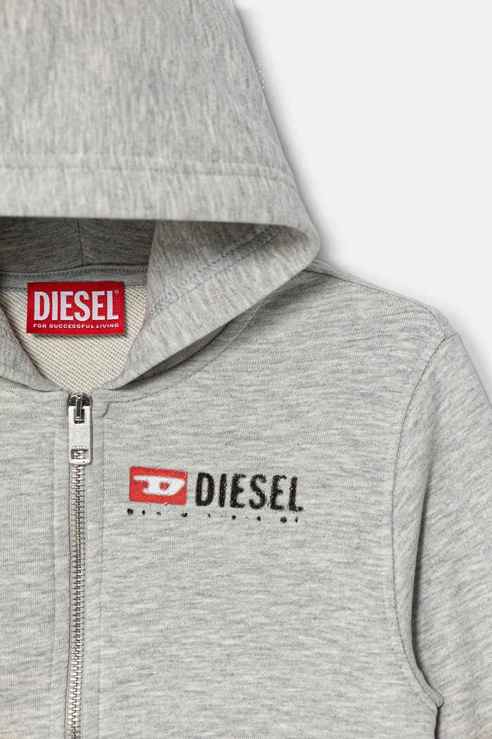 Băieți Diesel hanorac de bumbac pentru copii SDROPSHOODZ OVER SWEAT-SHIRT J02484.KYAZ3 gri