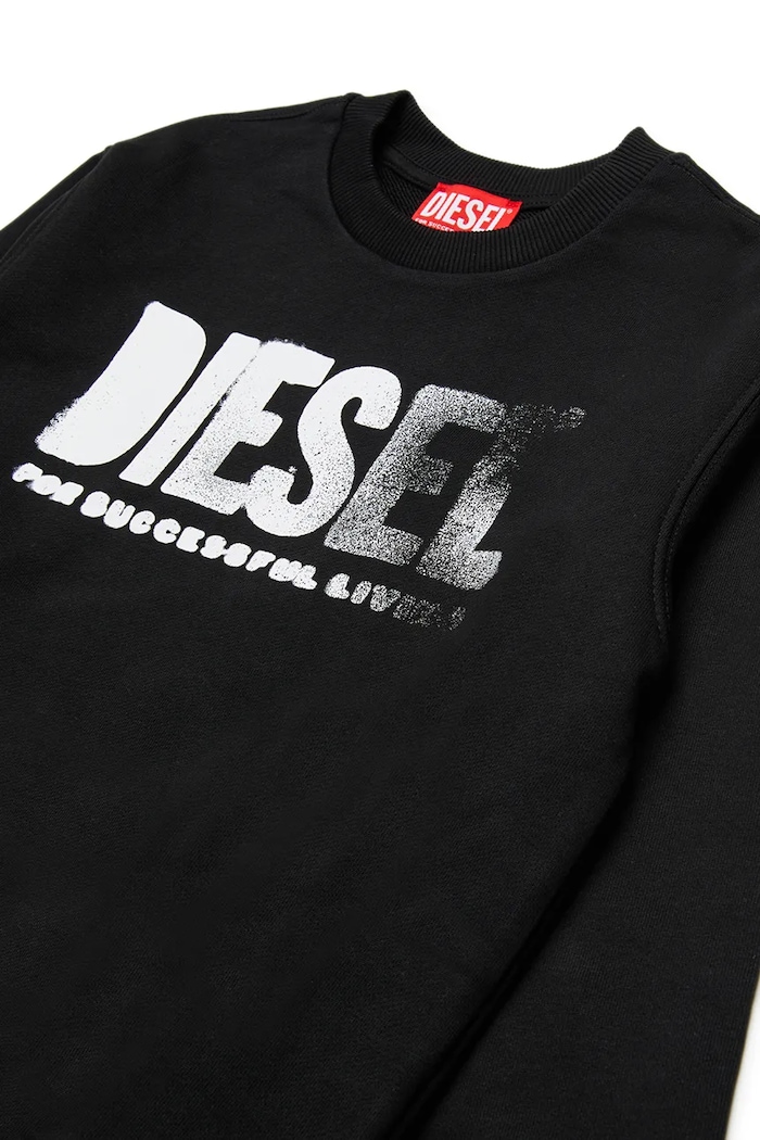 Chłopiec Diesel bluza z bawełną dziecięca SIDER OVER SWEAT-SHIRT J02619.0GEAD czarny