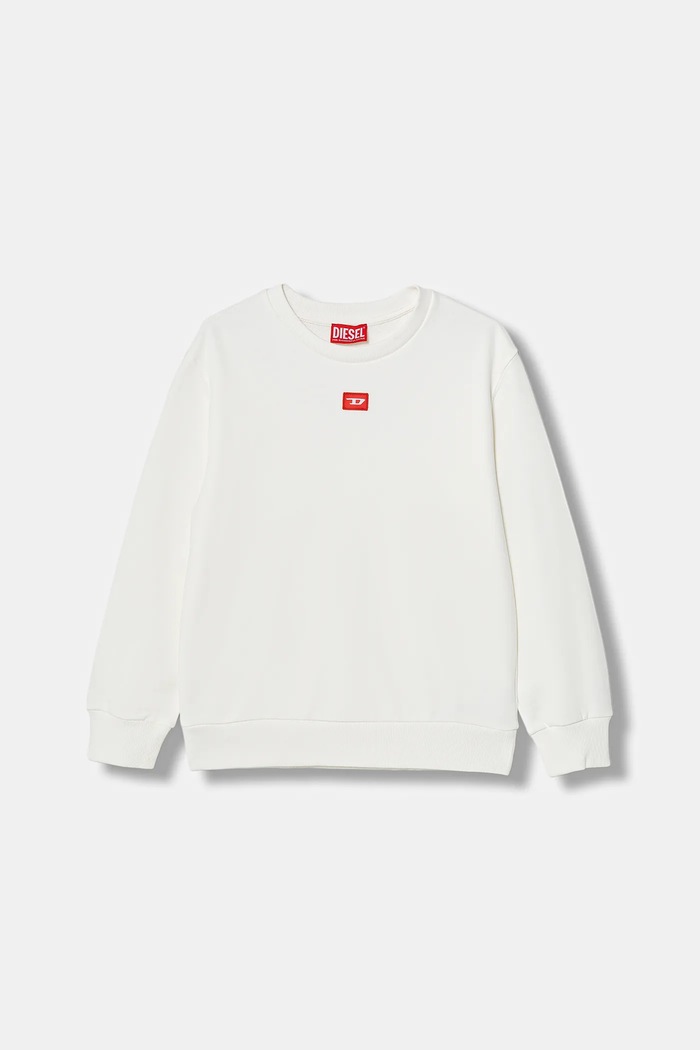 Diesel hanorac de bumbac pentru copii SXGIN OVER SWEAT-SHIRT uni alb J02629.0GEAD