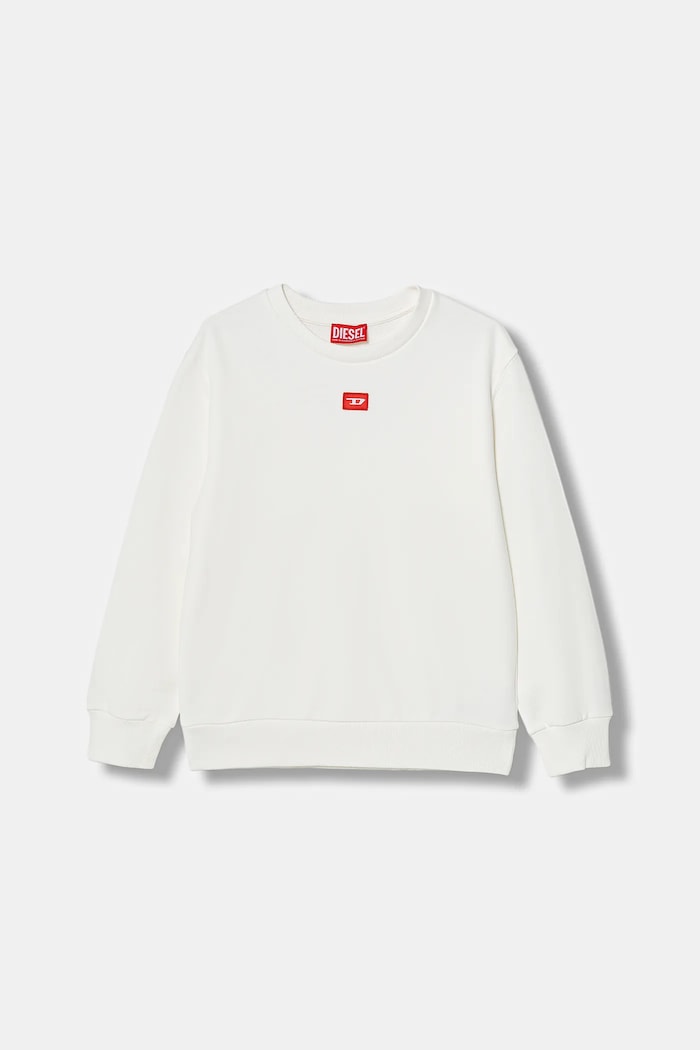 Diesel hanorac de bumbac pentru copii SXGIN OVER SWEAT-SHIRT uni alb J02629.0GEAD