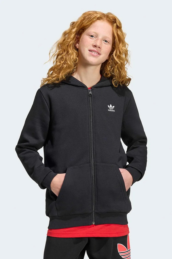Detská mikina adidas Originals s kapucňou čierna KF9422