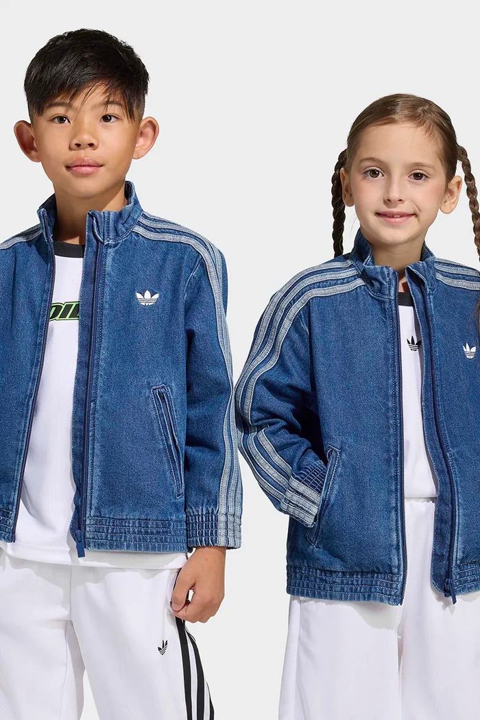 adidas Originals geacă de blugi pentru copii necaptusit albastru KD5801