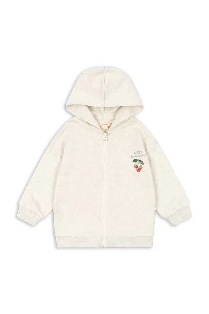 Konges Sløjd bluza bawełniana dziecięca LOUPY SWEAT ZIP HOOD OCS nadruk beżowy KS104953.PPY2
