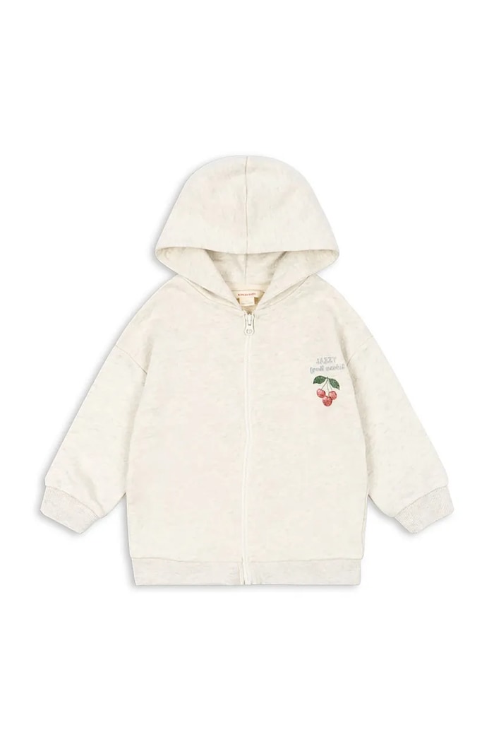 Konges Sløjd bluza bawełniana dziecięca LOUPY SWEAT ZIP HOOD OCS nadruk beżowy KS104953.PPY2