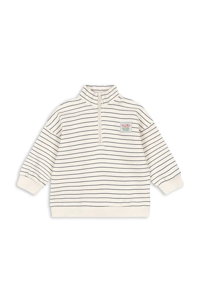 Detská mikina Konges Sløjd LOU STRIPE HALF ZIP SWEAT OCS KS104941.PPY2 béžová SS26