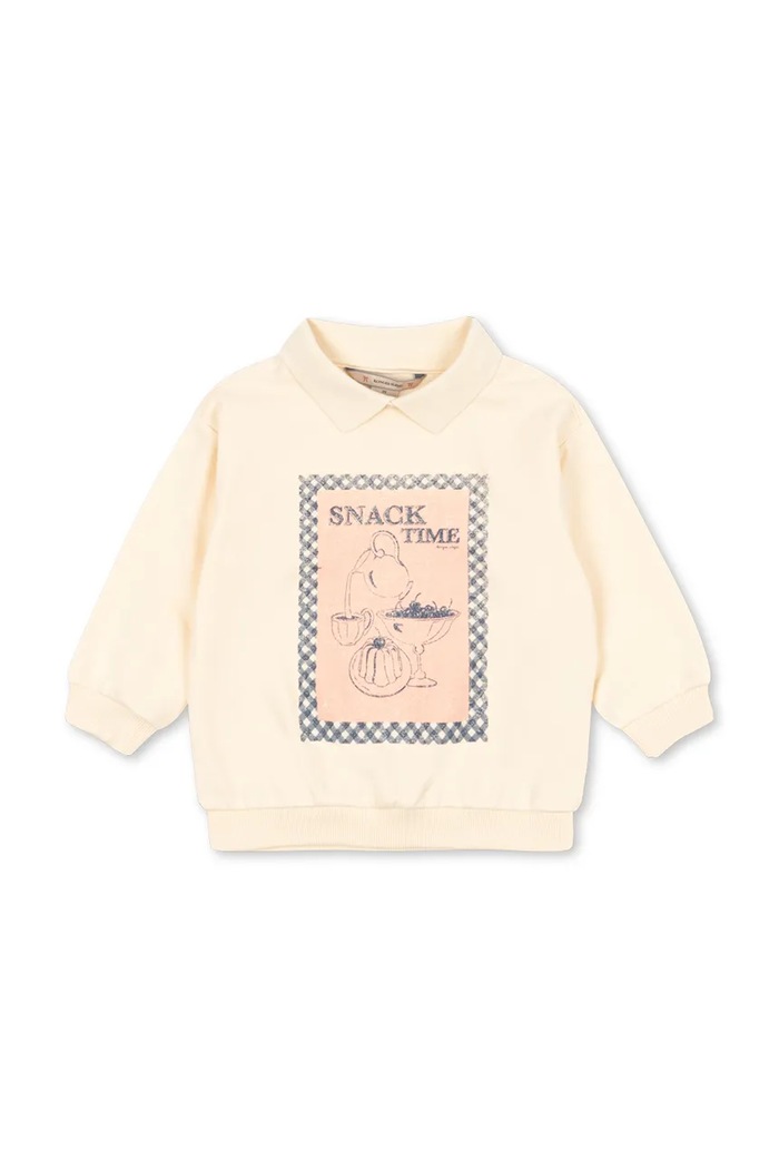 Konges Sløjd bluza bawełniana dziecięca SPOTTY LS POLO GOTS KS105088.PPY2 beżowy SS26