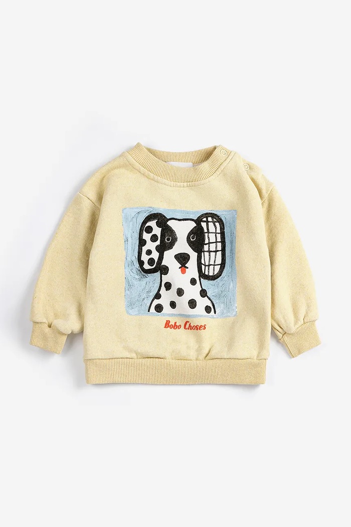 Bombažen pulover za dojenčka Bobo Choses Van Dog 126AB033 rumena SS26