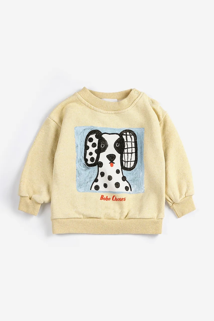 Bombažen pulover za dojenčka Bobo Choses Van Dog 126AB033 rumena SS26