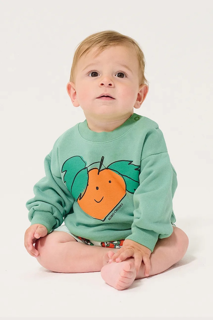 Βαμβακερή μπλούζα μωρού Bobo Choses Tangerine τιρκουάζ 126AB042