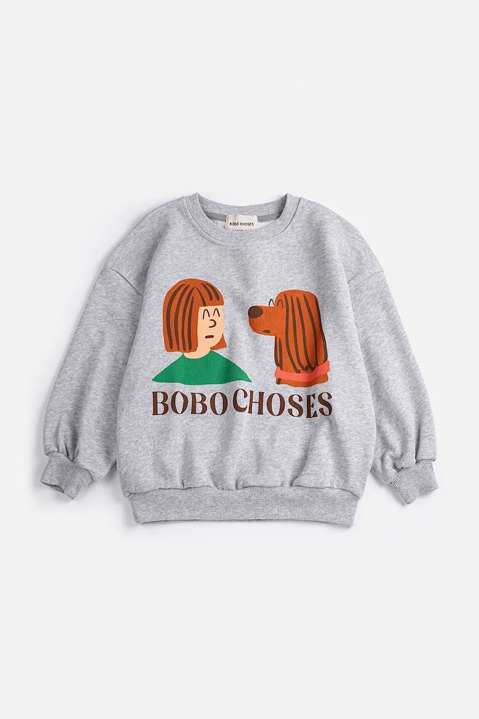 Παιδική βαμβακερή μπλούζα Bobo Choses Friends in a Pickle 126AC038 γκρί SS26