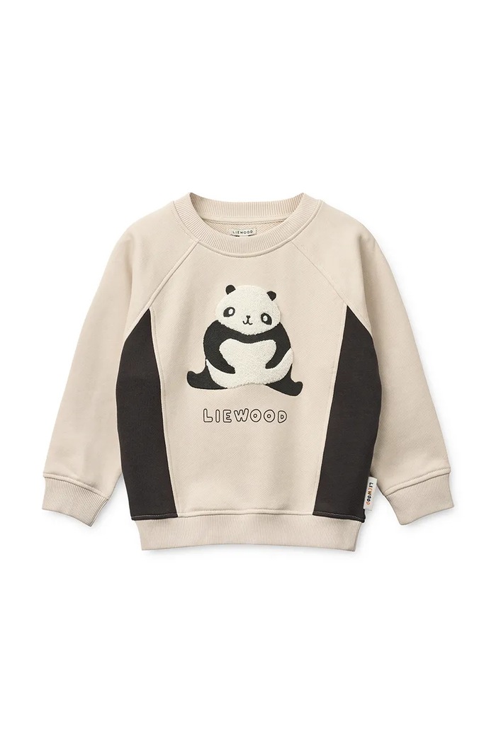Detská bavlnená mikina Liewood Aude Placement Sweatshirt bavlna béžová LW20358.PPY2