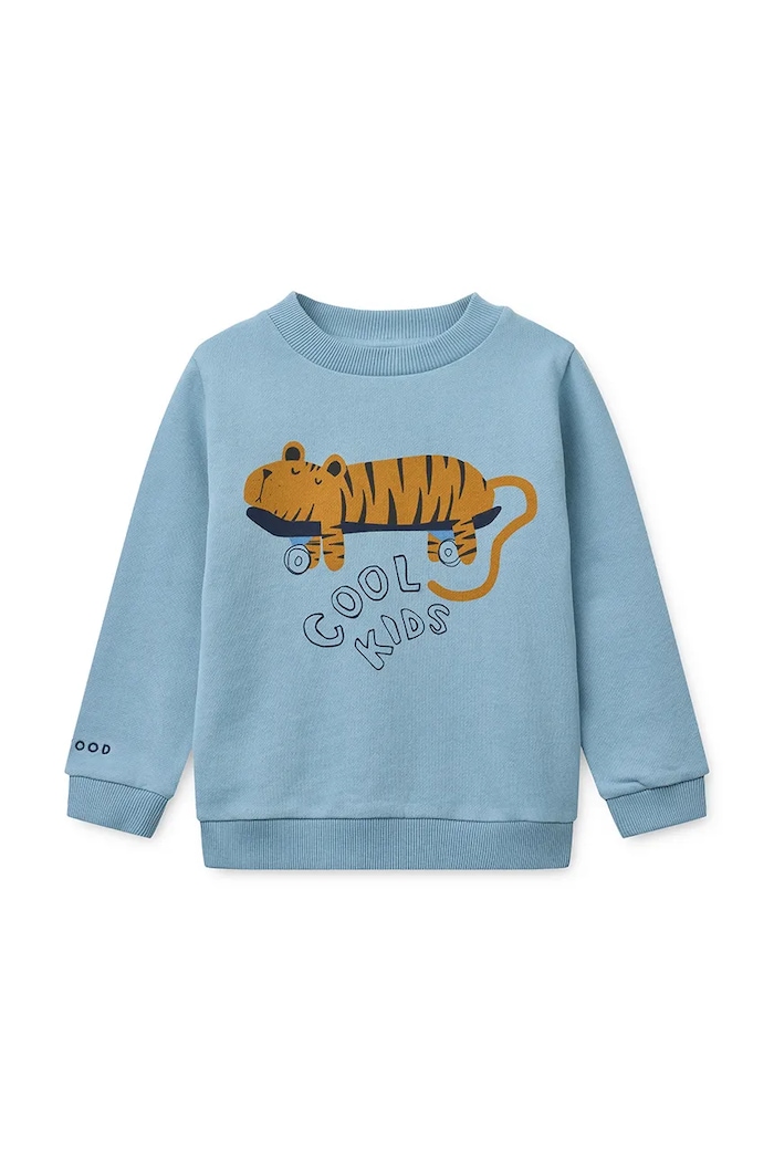 Liewood hanorac de bumbac pentru copii Thora Placement Sweatshirt LW20681.PPY2 albastru SS26