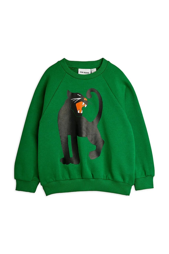 Mini Rodini hanorac de bumbac pentru copii Panther print verde 11000335