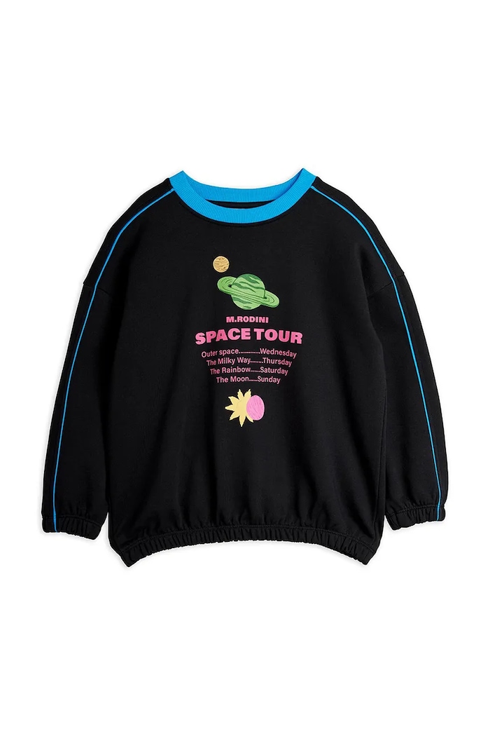 Mini Rodini hanorac de bumbac pentru copii Space tour print negru 26220146