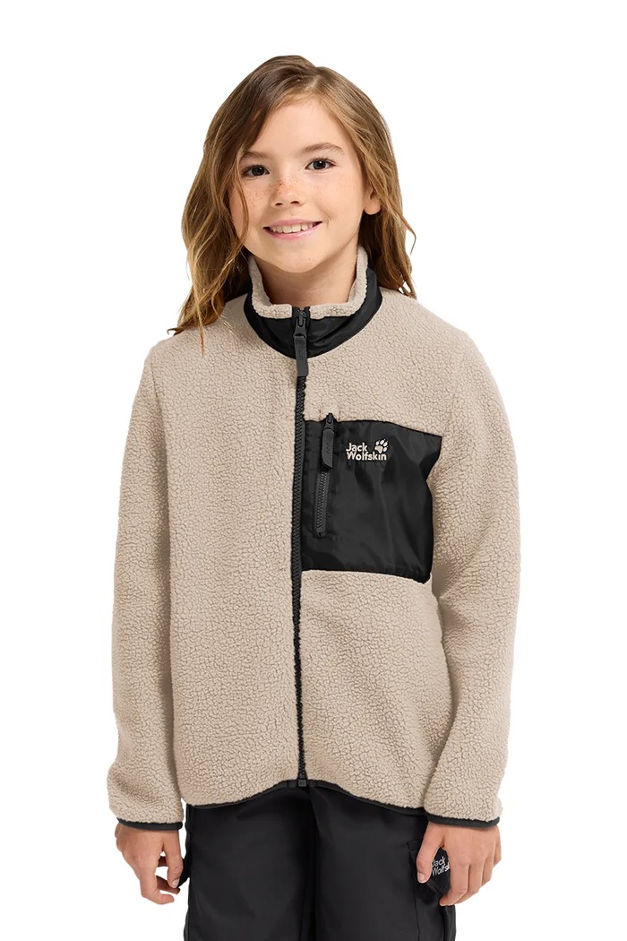 Jack Wolfskin bluza rozpinana dziecięca polarowa LITE CURL FZ K beżowy A65885.104.152