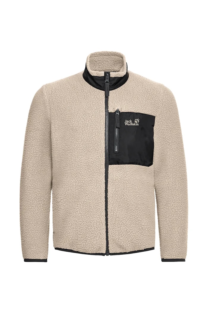 Jack Wolfskin bluza rozpinana dziecięca polarowa LITE CURL FZ K A65885.164.176 beżowy SS26