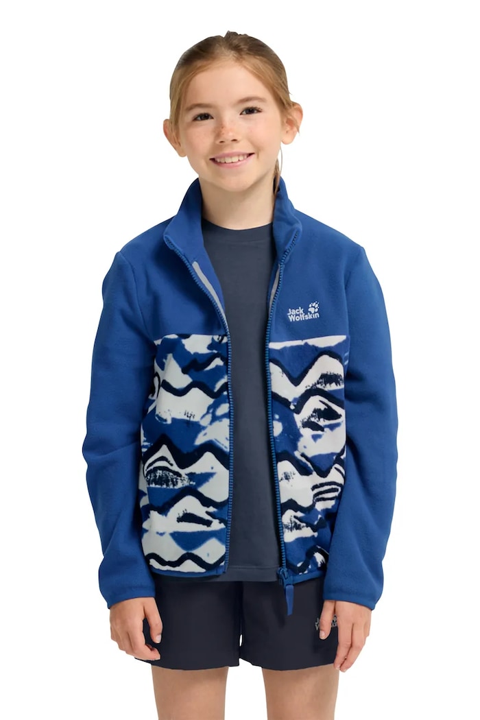 Jack Wolfskin flísová mikina detská PAW ERA 100 PRINT FZ K modrá A66109.104.152
