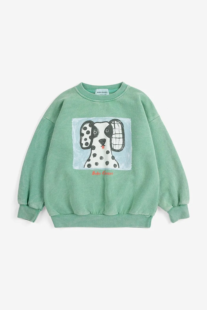 Детски памучен суичър Bobo Choses Van Dog sweatshirt 126AC159 зелен SS26