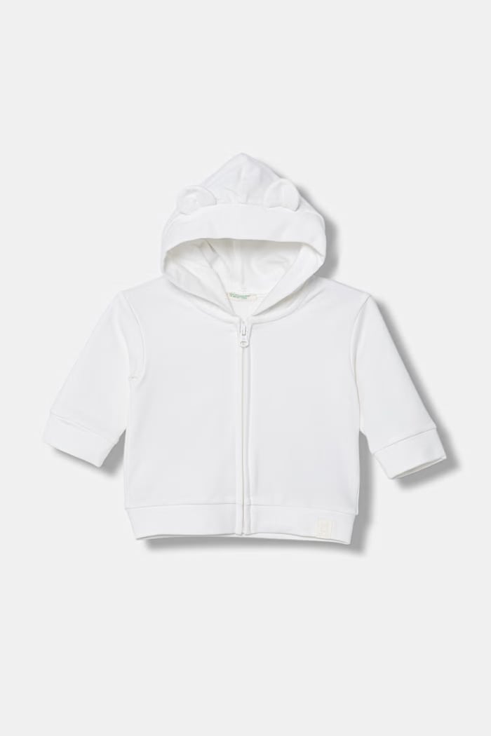 Дитяча кофта United Colors of Benetton з капюшоном білий 35FNA501U.W.Stagionale
