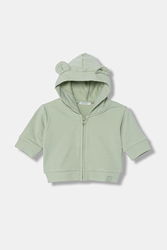 Детская кофта United Colors of Benetton с капюшоном зелёный 35FNA501U.W.Stagionale