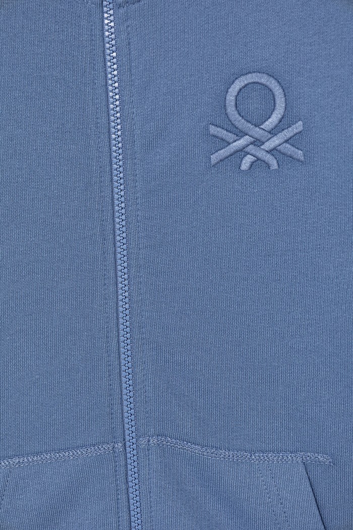 Chlapec United Colors of Benetton detská bavlnená mikina na zips s kapucňou 3J68C501B.G.Riproposto modrá