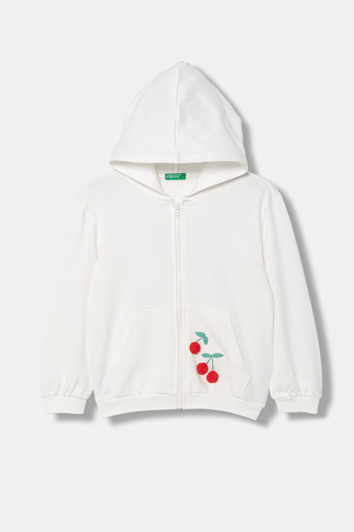 United Colors of Benetton bluza z kapturem dziecięca bawełniana beżowy 3J68G504C.P.Stagionale