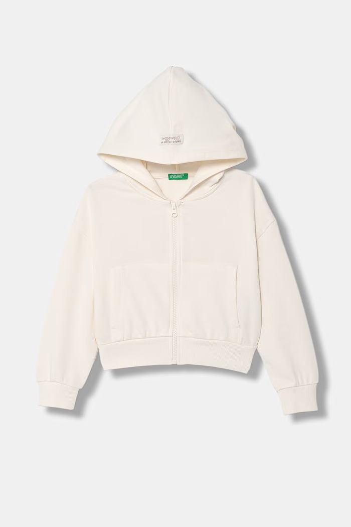 United Colors of Benetton bluza rozpinana dziecięca bawełniana beżowy 3NBMC505Y.G.Stagionale