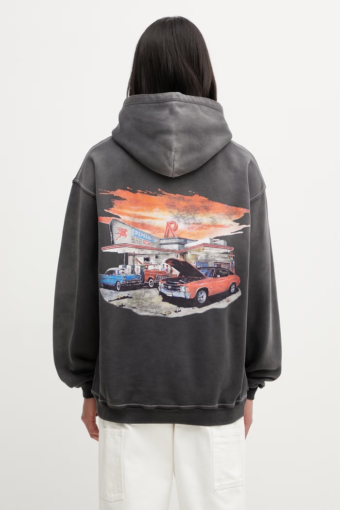 24 HOUR SERVICE hoodie cotton Men's gray MLM100769.04