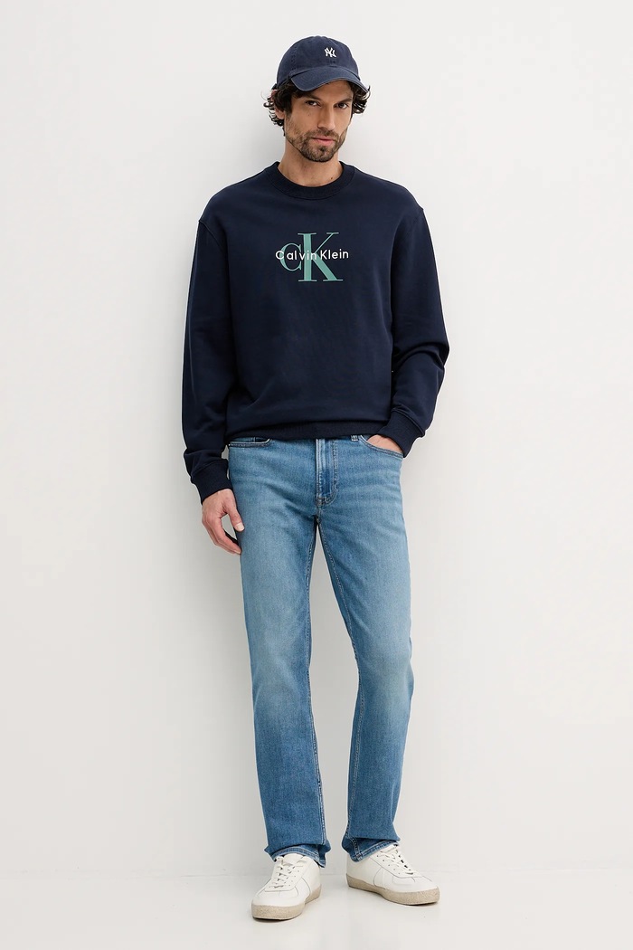 Calvin Klein Jeans mikina pánská bavlněná LV04RD242G námořnická modř SS26