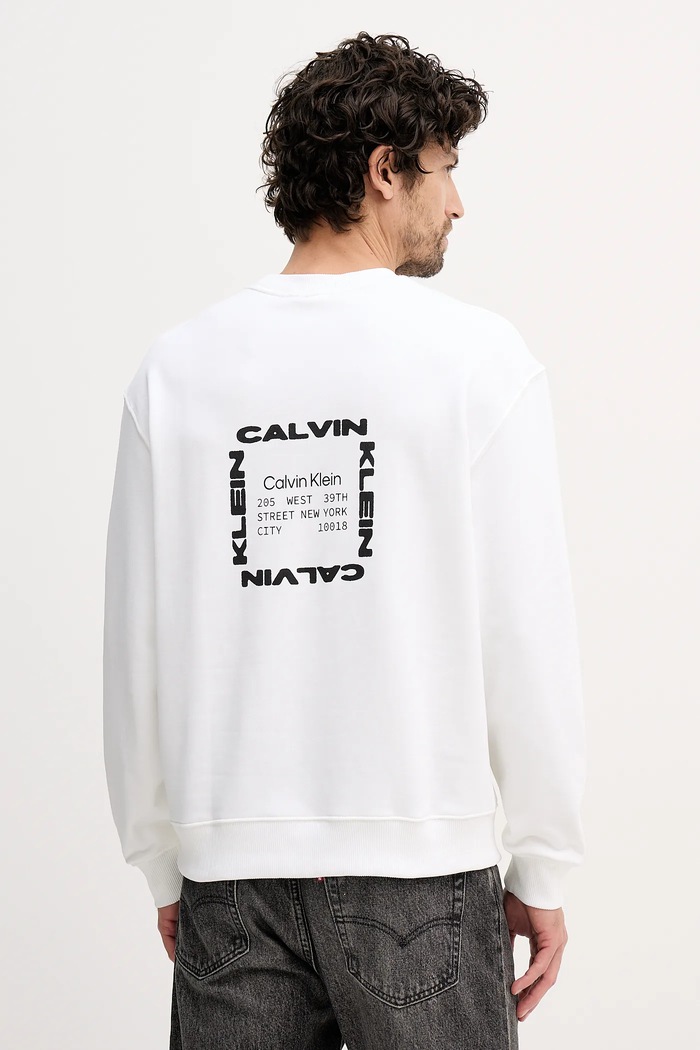 Bavlněná mikina Calvin Klein Jeans bez kapuce béžová LV04RE254G
